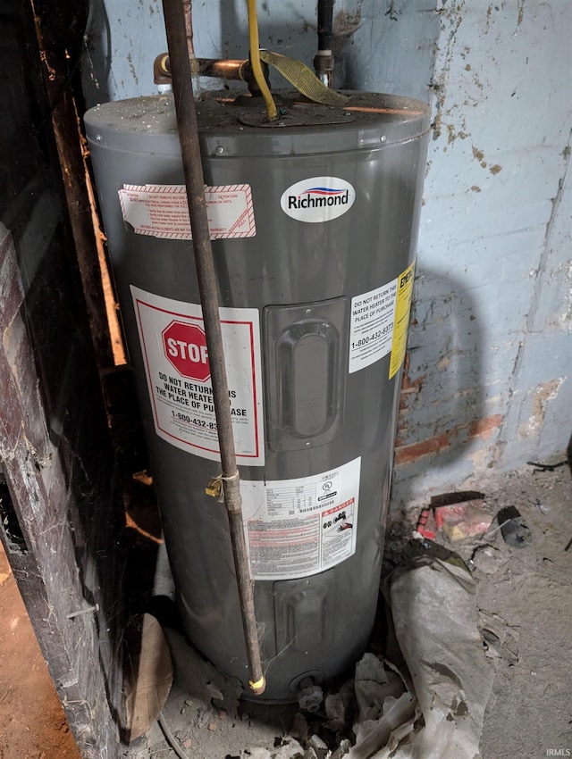 utility room featuring water heater