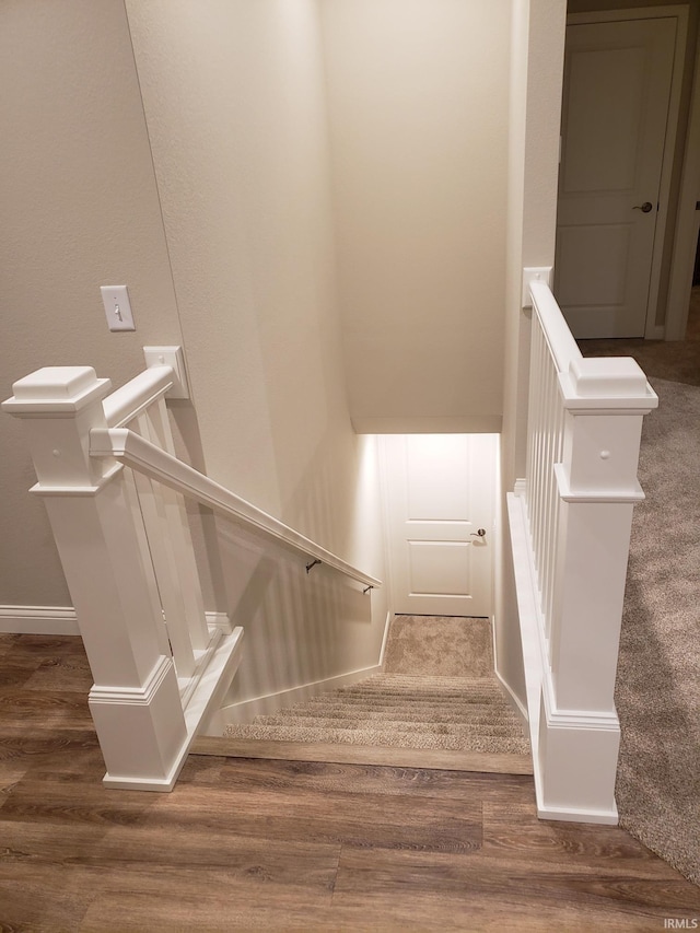 stairway with wood-type flooring