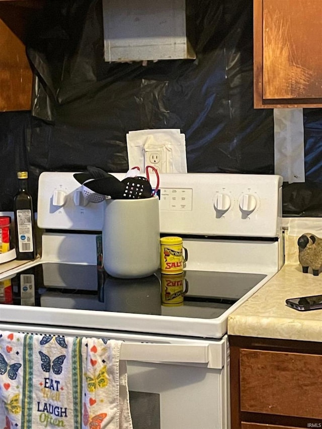 room details featuring white stove