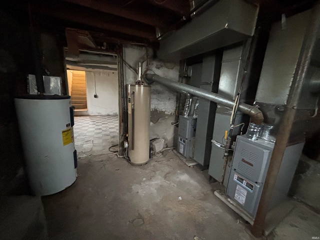 utility room featuring water heater