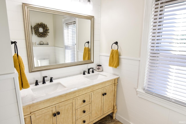 bathroom with toilet and vanity