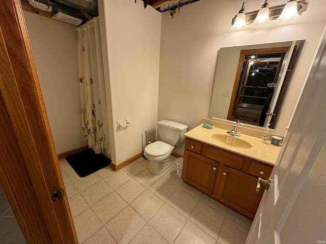 bathroom with tile patterned flooring, vanity, and toilet