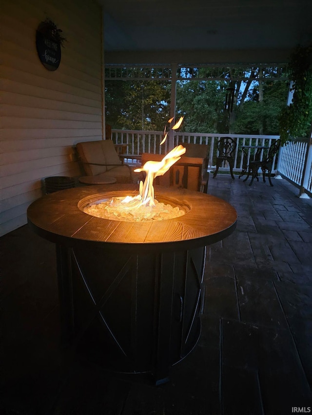 view of patio / terrace with a fire pit