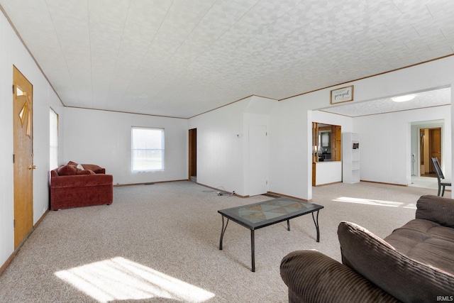 living room with light carpet