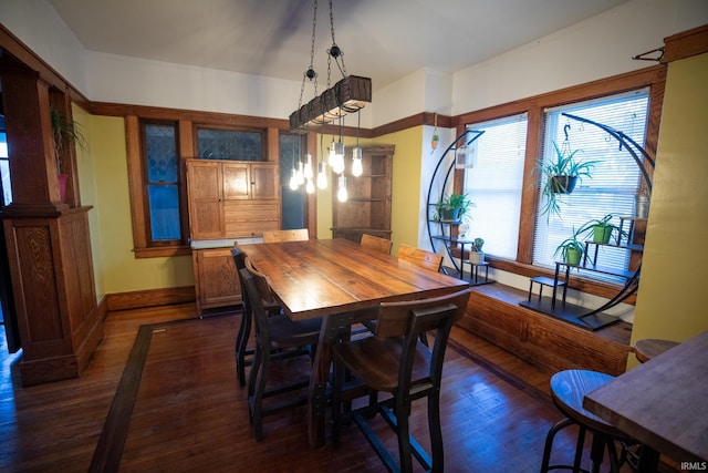 dining space featuring dark hardwood / wood-style floors