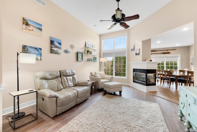 135 Ln 335 Lake James Ln, Angola, IN 46703 - living room with a ceiling fan, healthy amount of natural light, wood finished floors, and recessed lighting