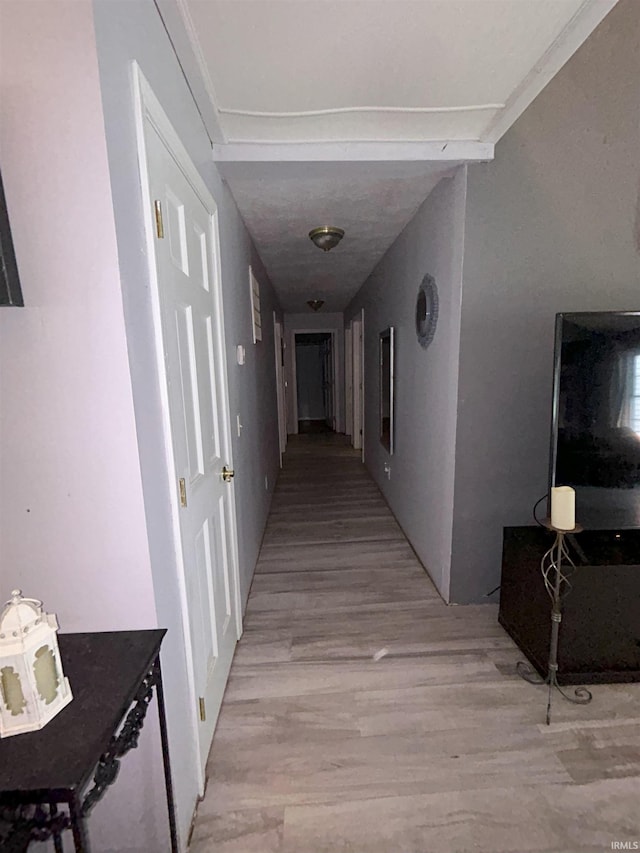 hallway with light hardwood / wood-style flooring