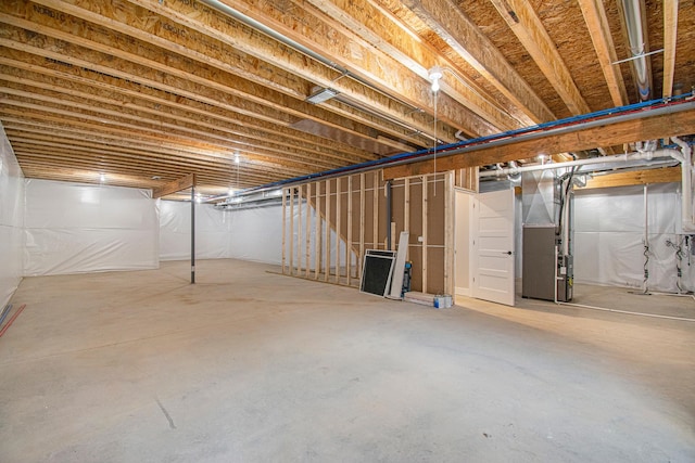 basement with heating unit