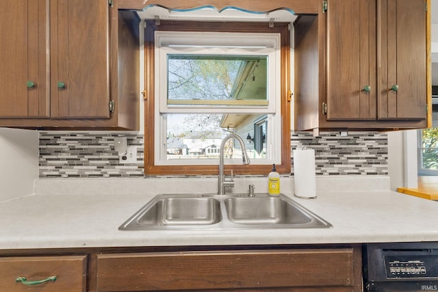 kitchen featuring decorative backsplash and sink