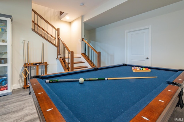 playroom featuring hardwood / wood-style floors and pool table