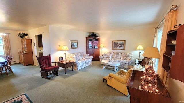 living room with carpet floors and plenty of natural light