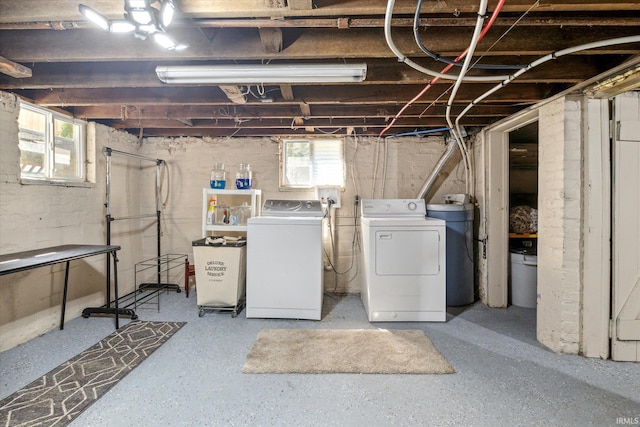 basement with washer and dryer