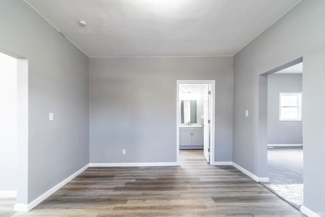 spare room featuring wood-type flooring