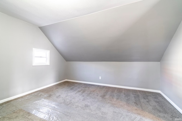 additional living space featuring carpet and vaulted ceiling