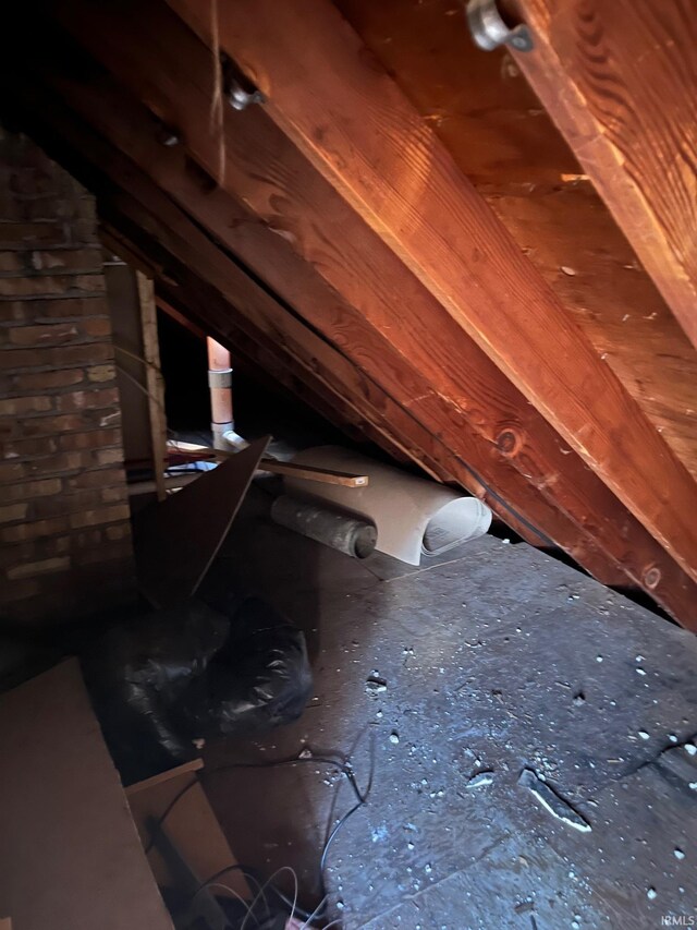 view of unfinished attic