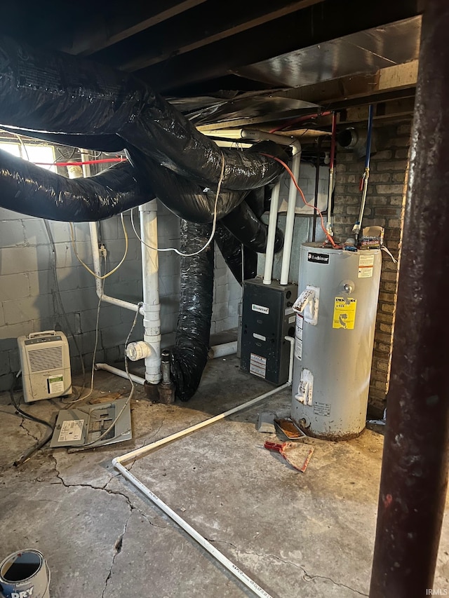 1614 N Johnson St, South Bend, IN 46628 - unfinished basement with water heater
