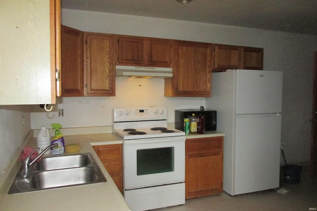 kitchen with white appliances and sink