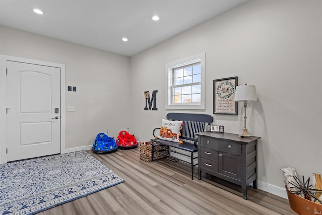 entryway with light hardwood / wood-style flooring