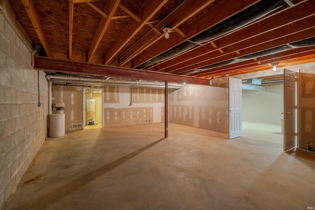 basement featuring water heater