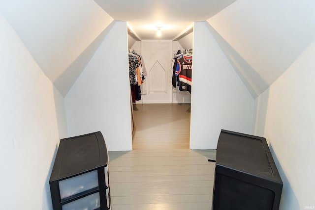 walk in closet featuring wood-type flooring