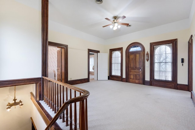 205 W Swager Dr, Fremont, IN 46737 - foyer with carpet and ceiling fan