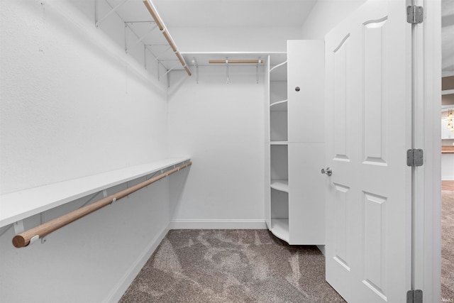 spacious closet with dark carpet