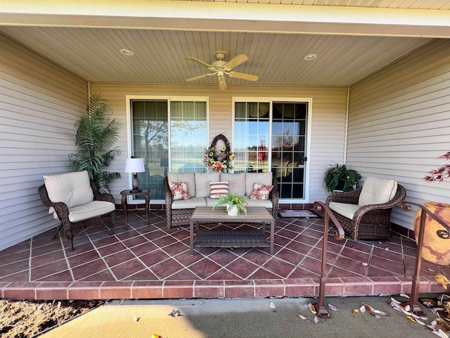 view of patio with ceiling fan