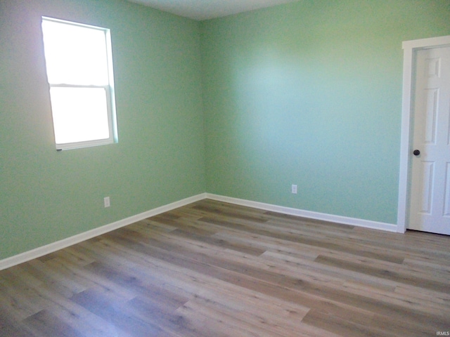 empty room with light hardwood / wood-style flooring