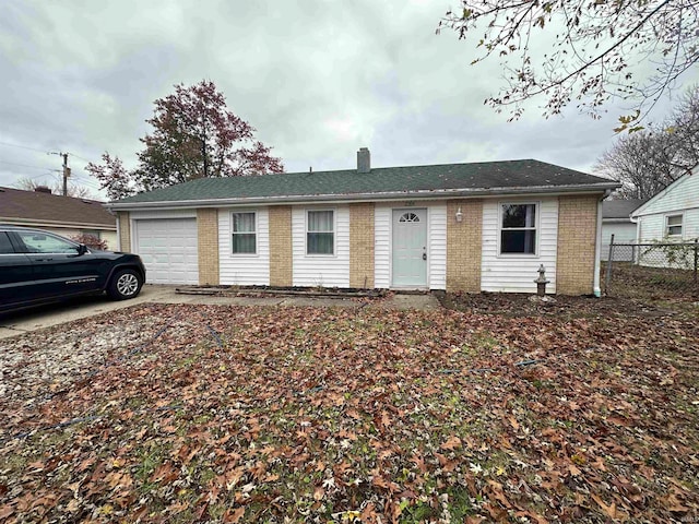 single story home with a garage