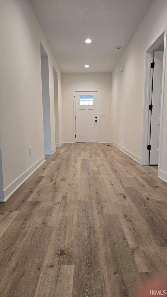 entryway with light wood-type flooring