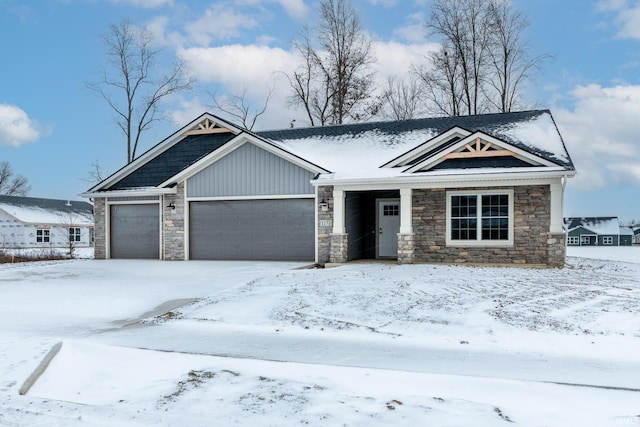 craftsman inspired home with a garage