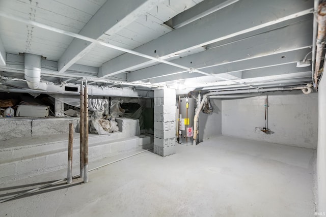 basement with gas water heater