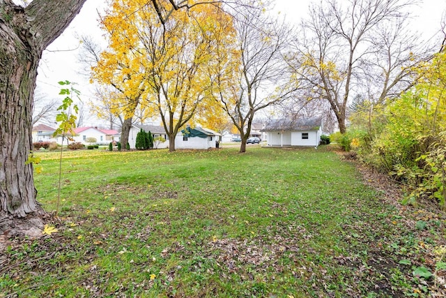 view of yard with an outbuilding