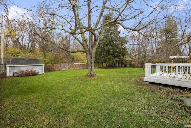 view of yard with a deck