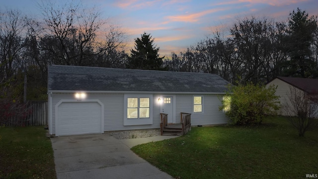 ranch-style house with a lawn