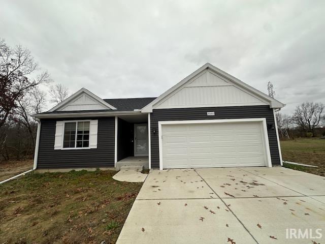 single story home with a garage