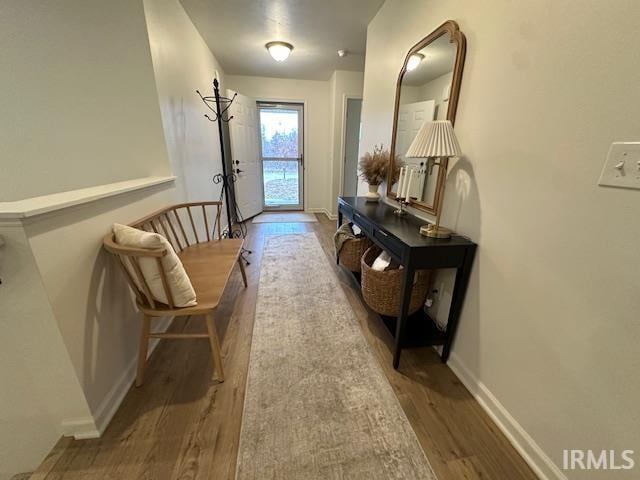 entryway with hardwood / wood-style floors