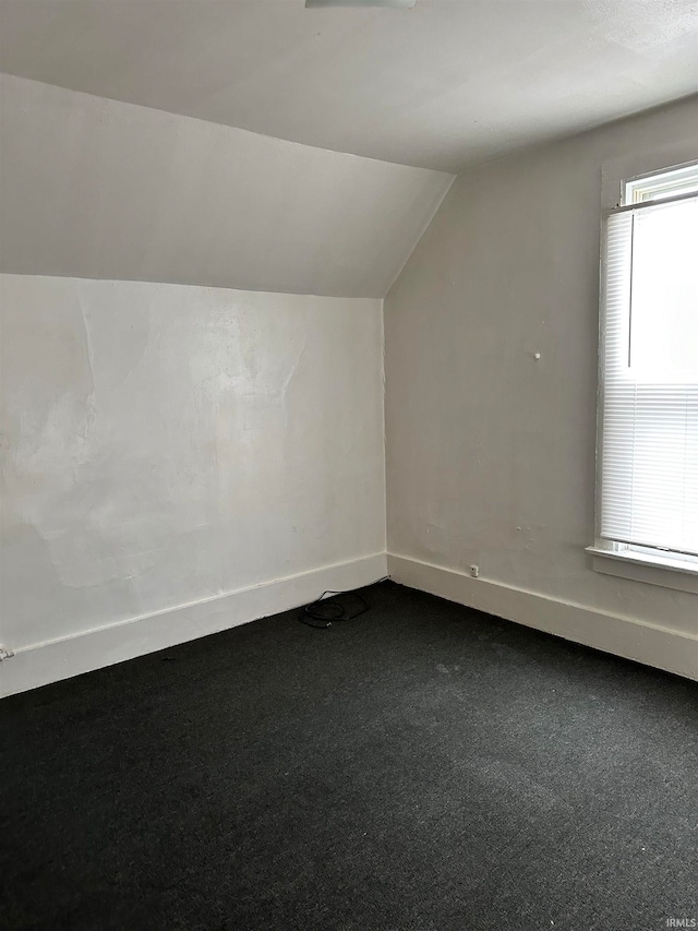 bonus room with carpet flooring and lofted ceiling