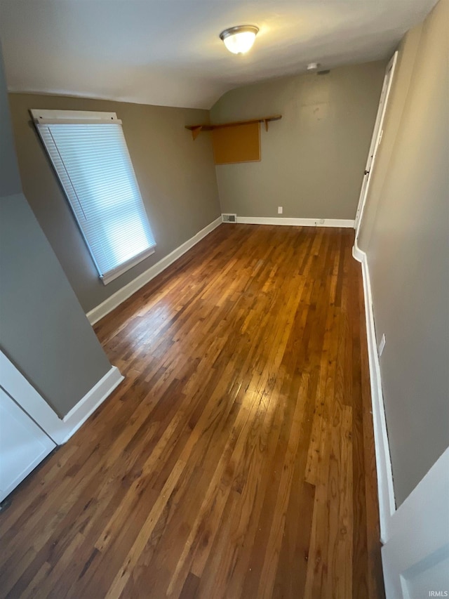 interior space with dark hardwood / wood-style floors