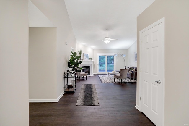 hall featuring dark hardwood / wood-style flooring