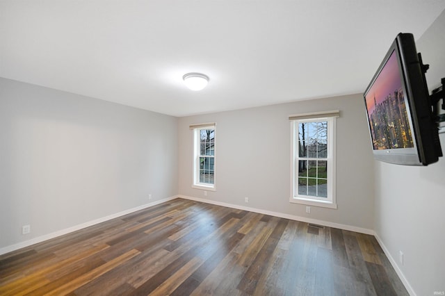 empty room featuring dark hardwood / wood-style floors and a wealth of natural light