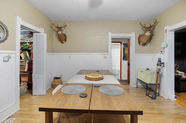 dining area with light wood-type flooring