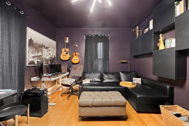 living room with light hardwood / wood-style floors