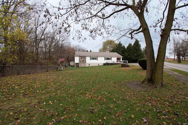 view of yard featuring a playground