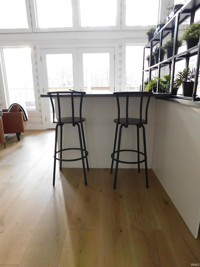 unfurnished dining area with light hardwood / wood-style floors