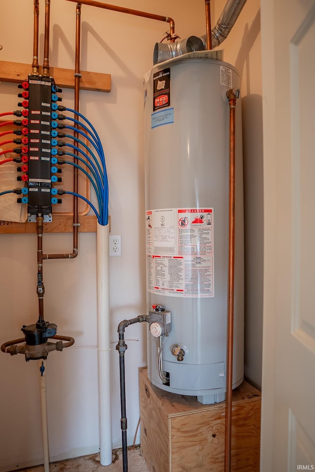 utility room with water heater