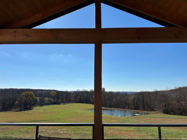 view of yard with a water view