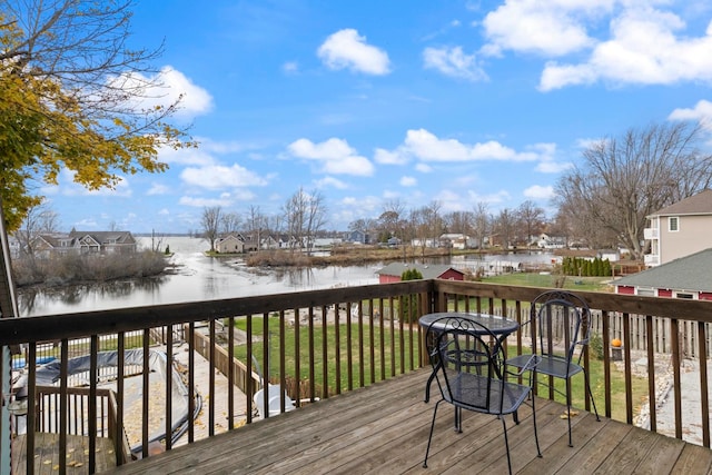 deck with a water view