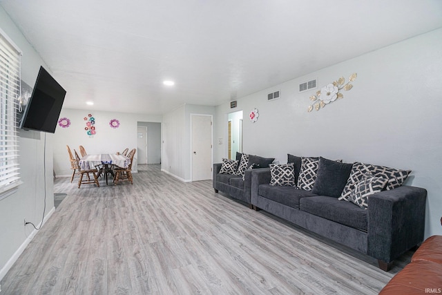 living room featuring light hardwood / wood-style flooring