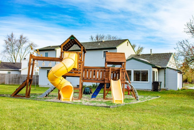 view of playground featuring a yard